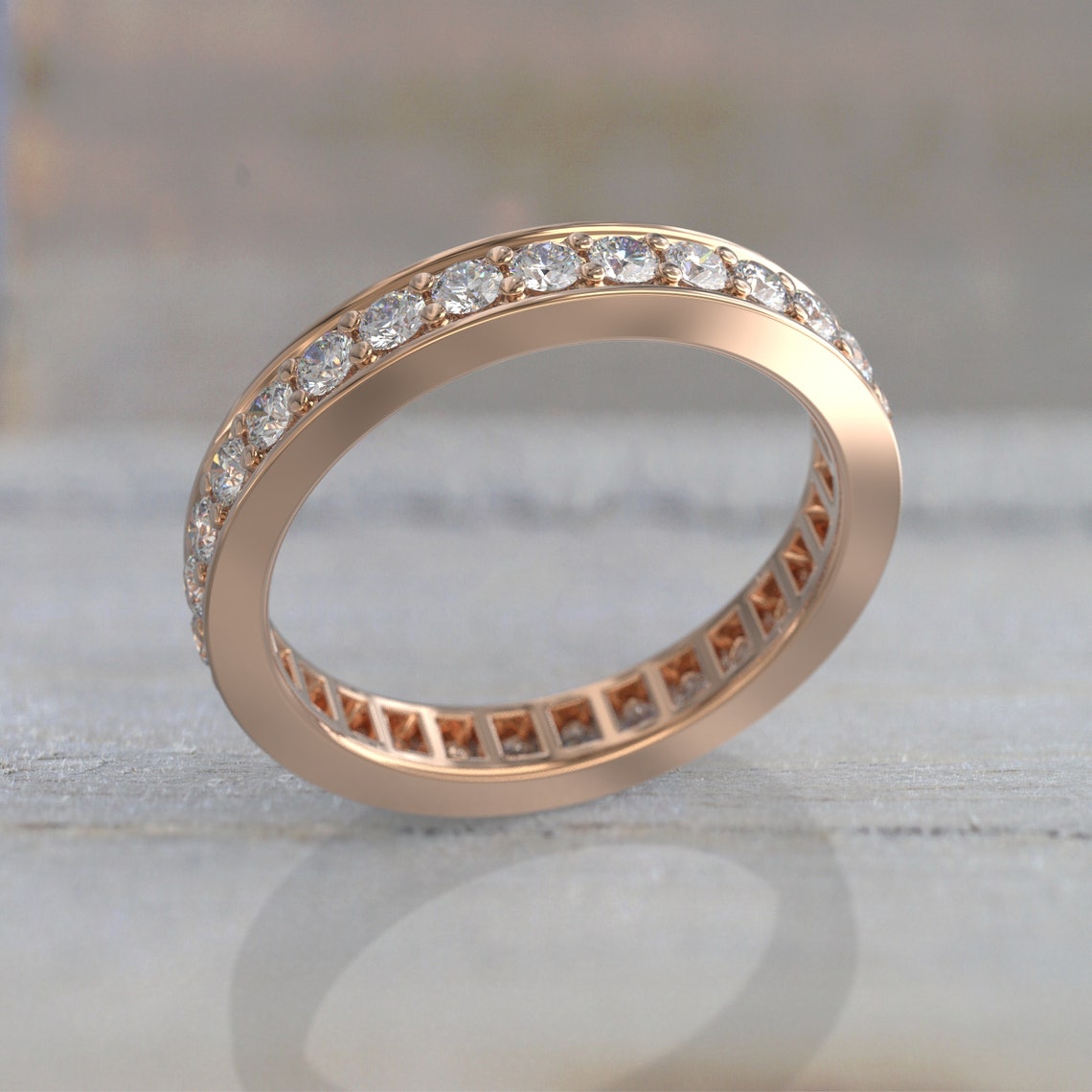 0.21 TCW Round Moissanite Channel Setting Wedding Band