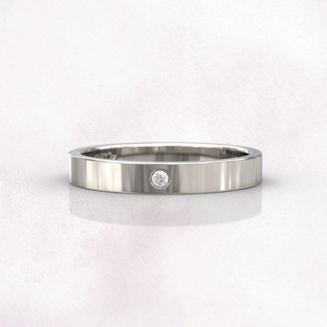0.02 TCW Round Moissanite Flush Wedding Band