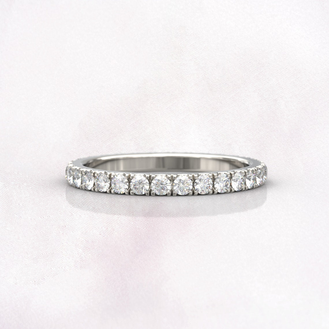 0.91 TCW Round Moissanite Full Eternity Wedding Band