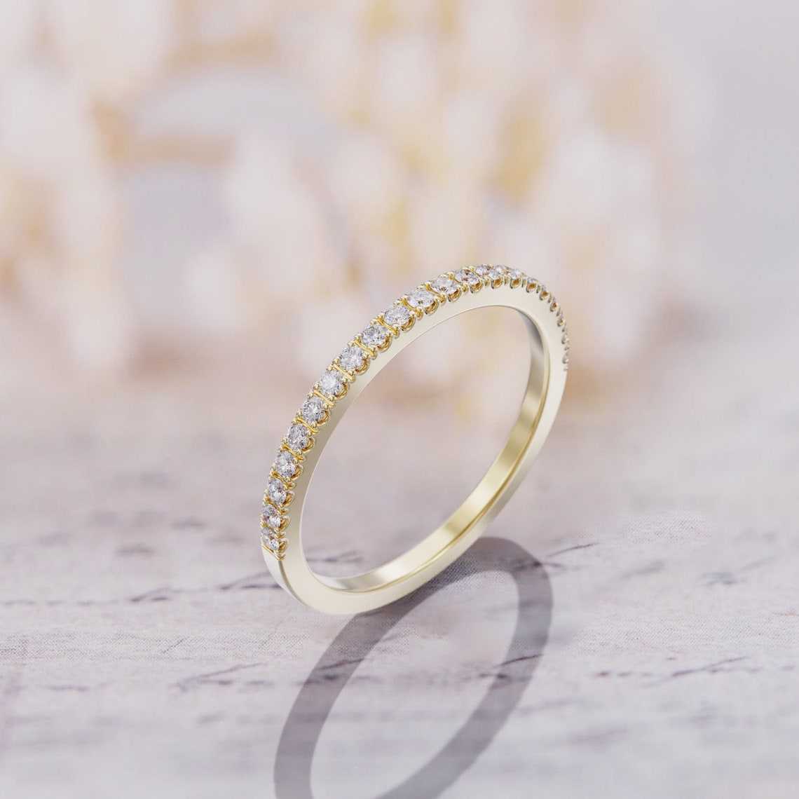 0.40 TCW Round Moissanite Half Eternity Wedding Band