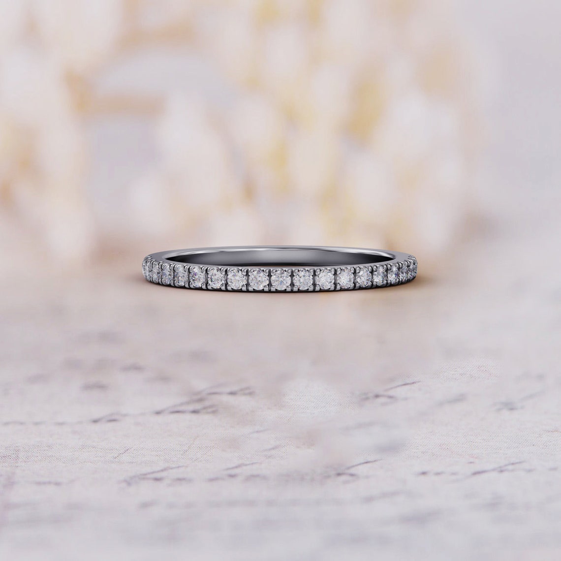 0.40 TCW Round Moissanite Half Eternity Wedding Band