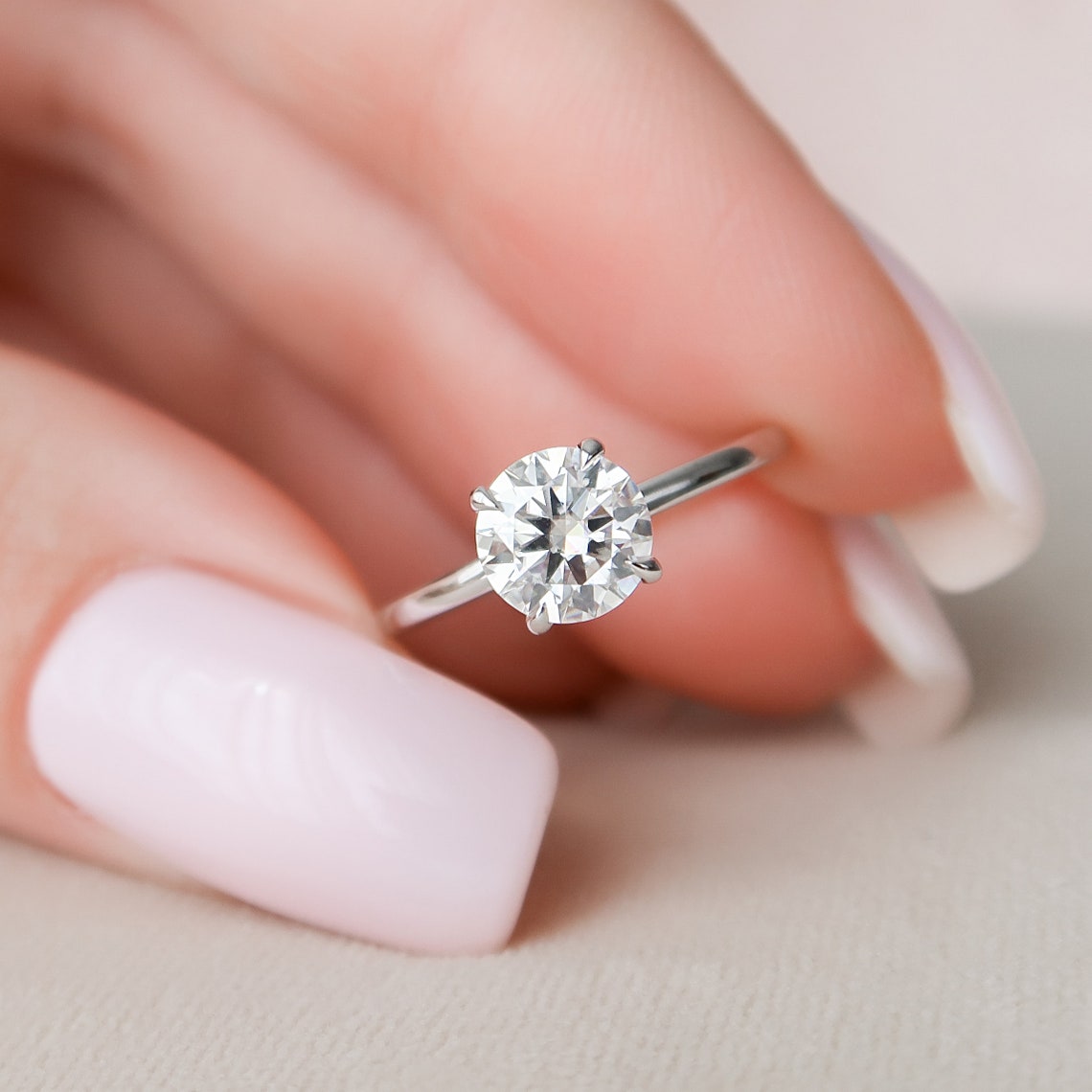1.0CT Round Cut Hidden Halo Moissanite Diamond Engagement Ring