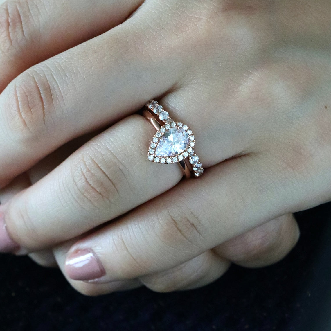 1.50 CT Pear Moissanite Halo Engagement Ring
