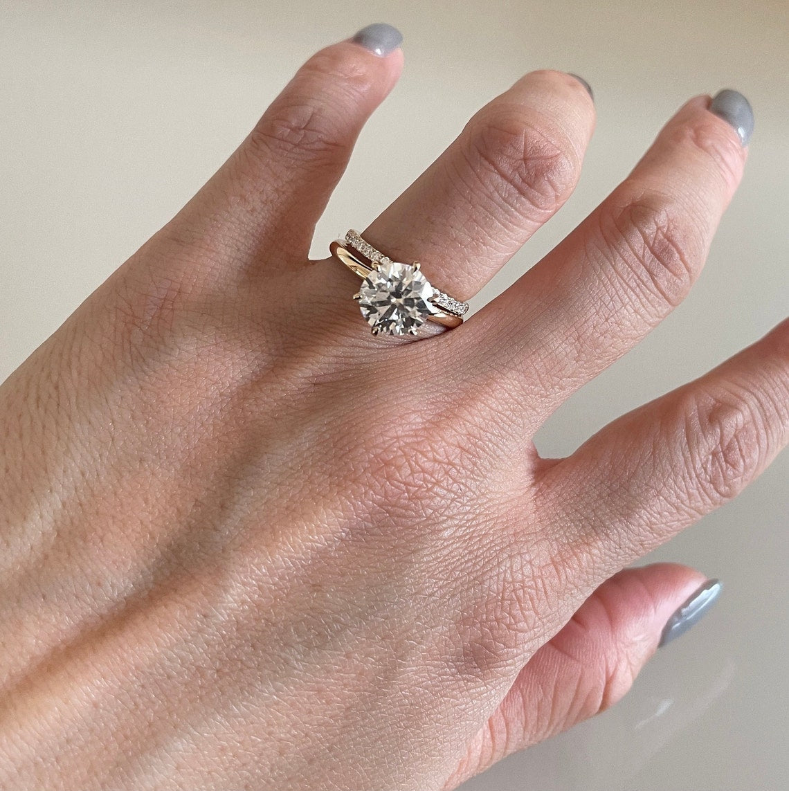 0.25 TCW Round Moissanite Half Eternity Wedding Band