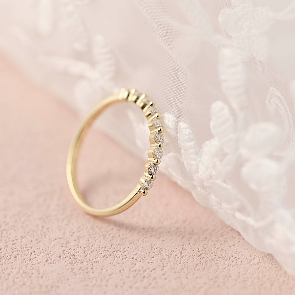 0.28 TCW Round Moissanite Minimalist Wedding Band