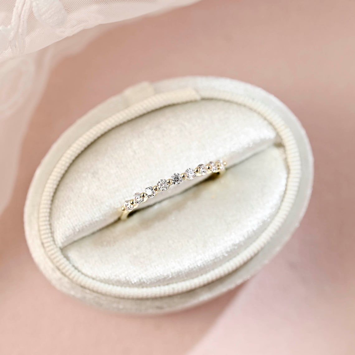 0.28 TCW Round Moissanite Minimalist Wedding Band