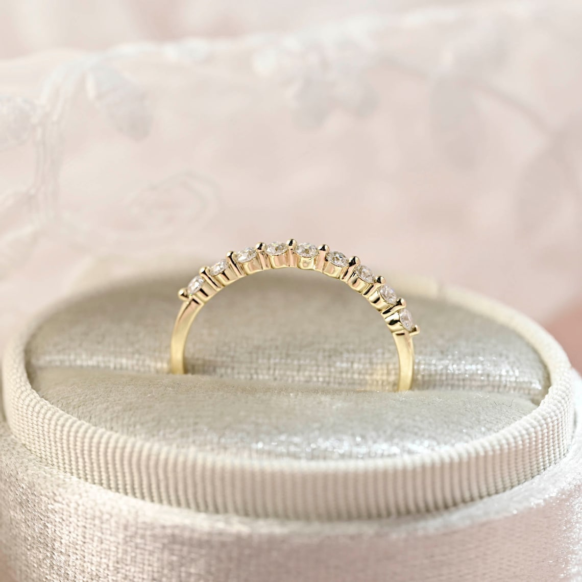 0.28 TCW Round Moissanite Minimalist Wedding Band