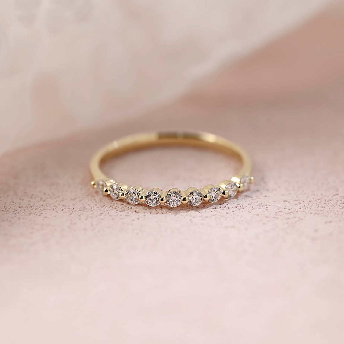 0.28 TCW Round Moissanite Minimalist Wedding Band