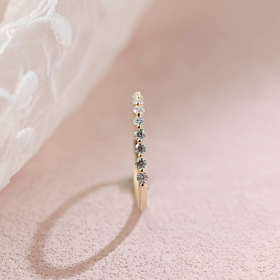 0.28 TCW Round Moissanite Minimalist Wedding Band