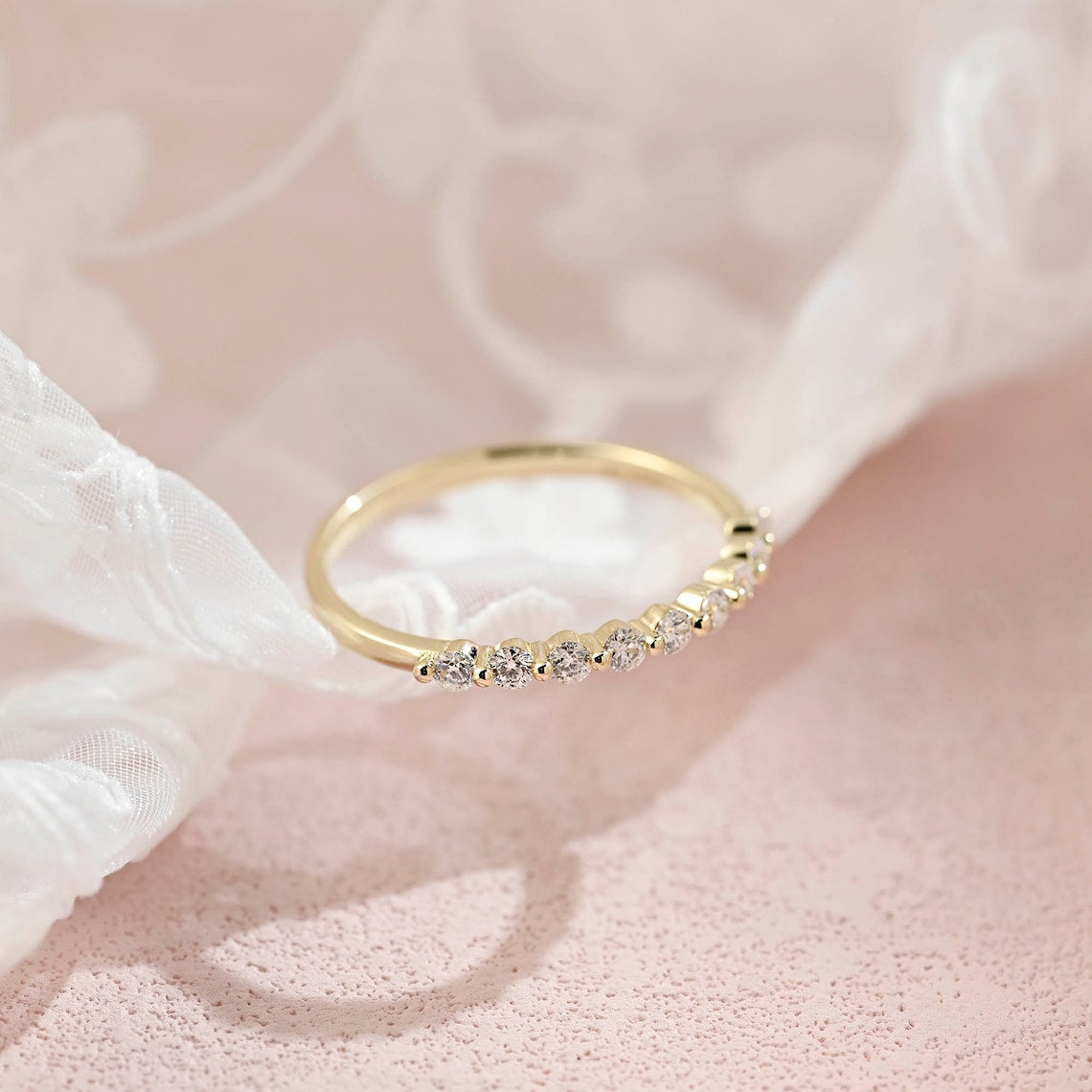 0.28 TCW Round Moissanite Minimalist Wedding Band