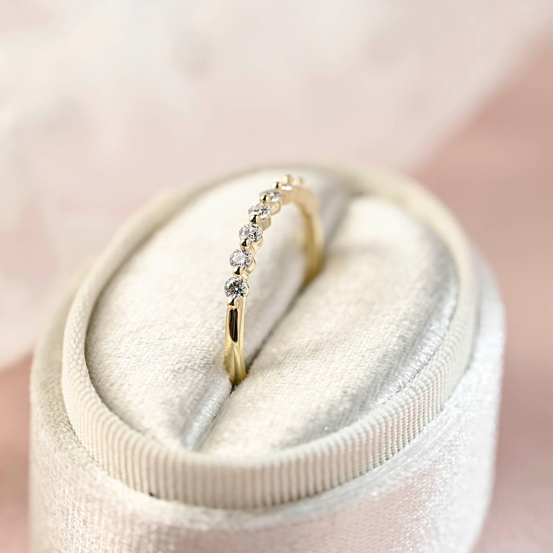 0.28 TCW Round Moissanite Minimalist Wedding Band