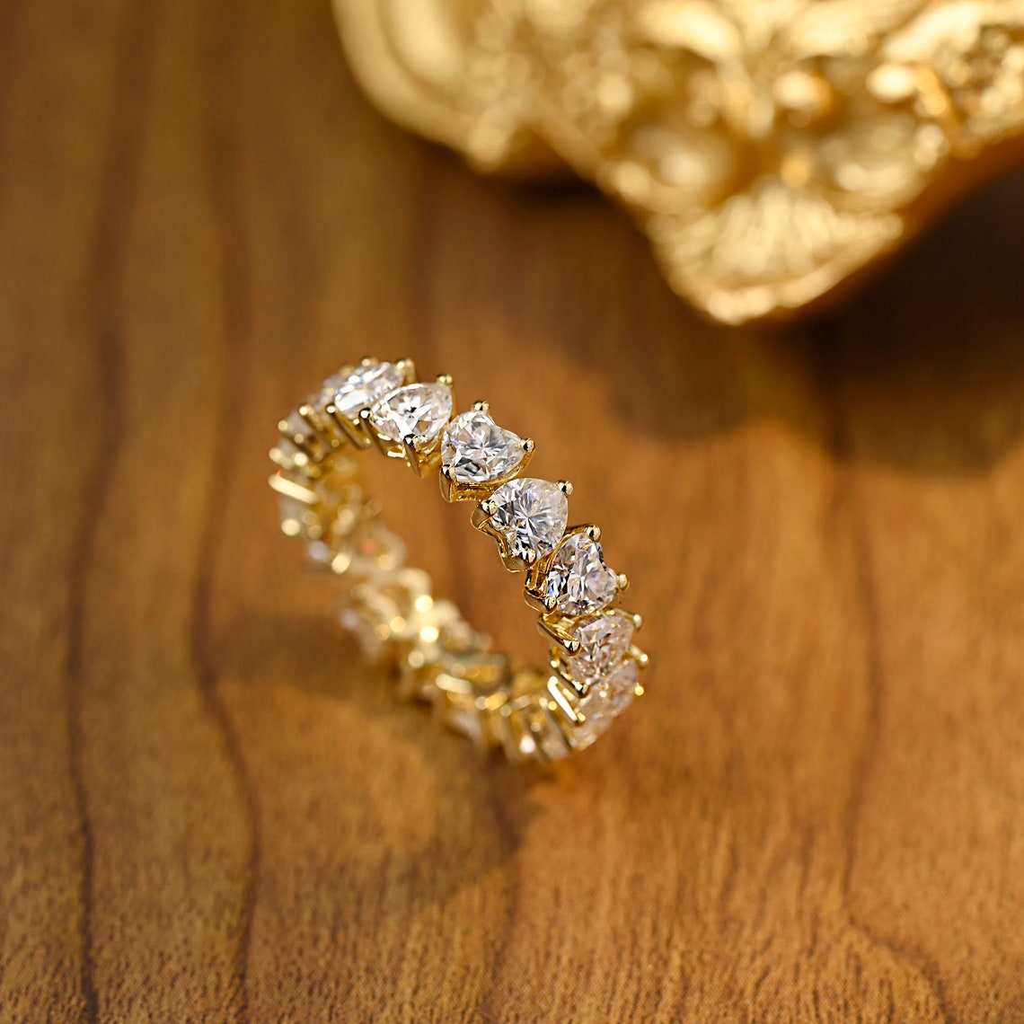 3.0 TCW Heart Moissanite Diamond Full Eternity Wedding Band