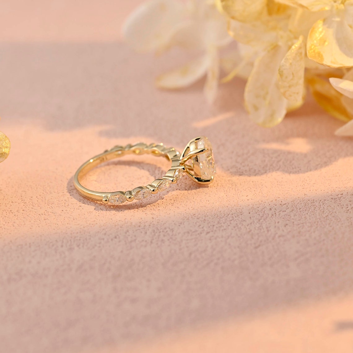 2.0 CT Oval Moissanite Pave Setting Engagement Ring