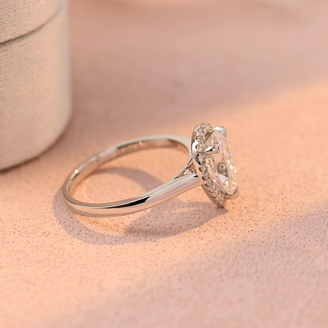 2.0 CT Pear Moissanite Halo Engagement Ring