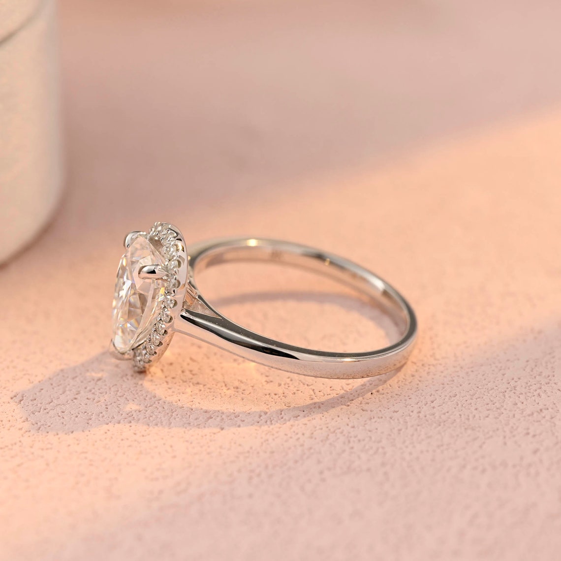 2.0 CT Pear Moissanite Halo Engagement Ring