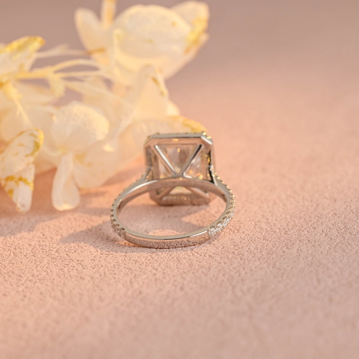 5.0 CT Radiant Moissanite Halo Engagement Ring