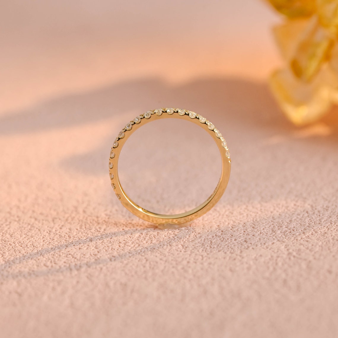 0.25 TCW Round Moissanite Half Eternity Wedding Band