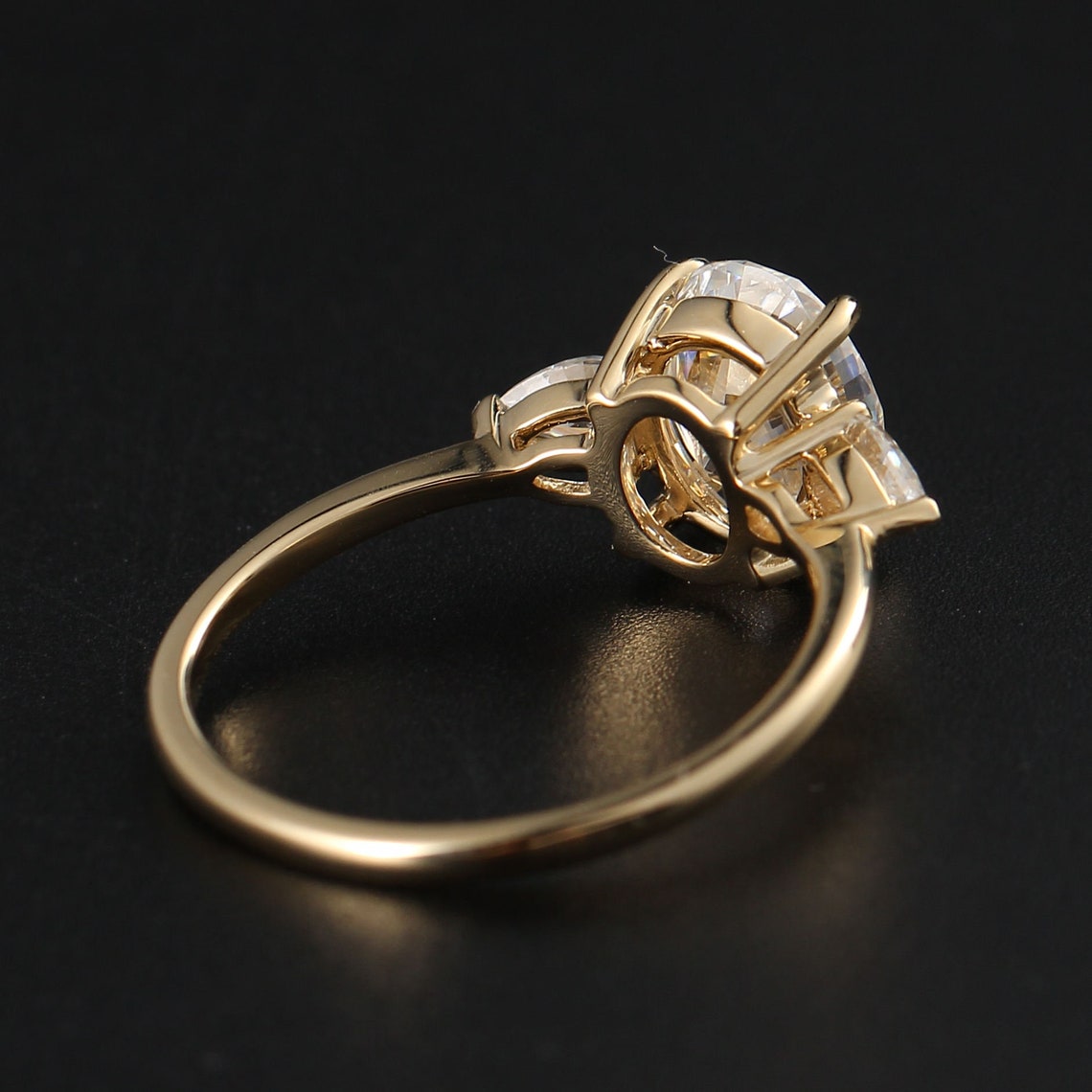 2.44 CT Oval Moissanite Three Stone Engagement Ring