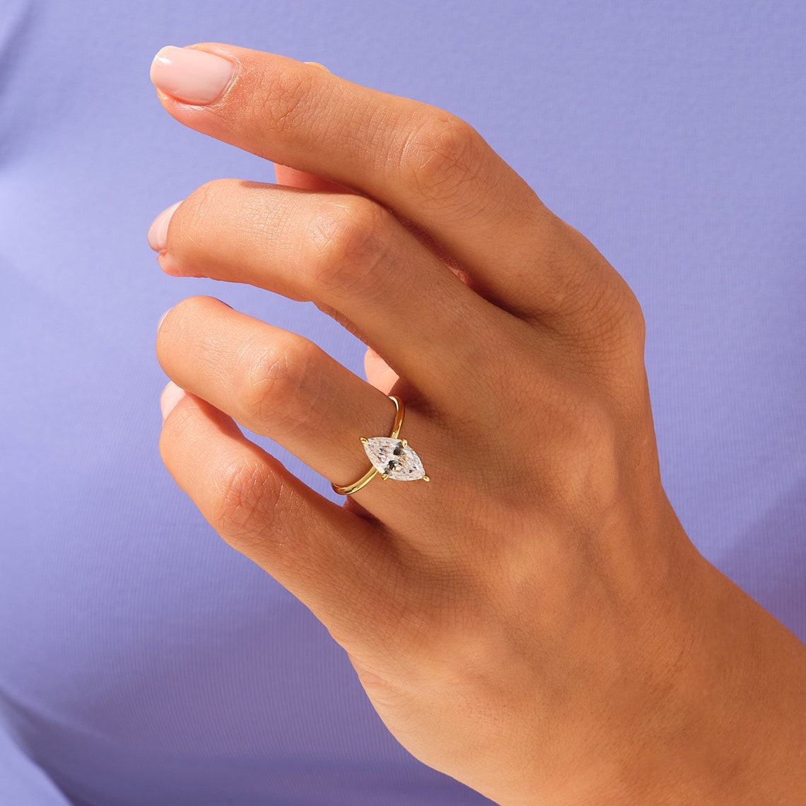 1.50 CT Marquise Moissanite Solitaire Engagement Ring