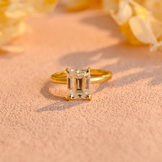 3.0 CT Emerald Moissanite Hidden Halo Engagement Ring