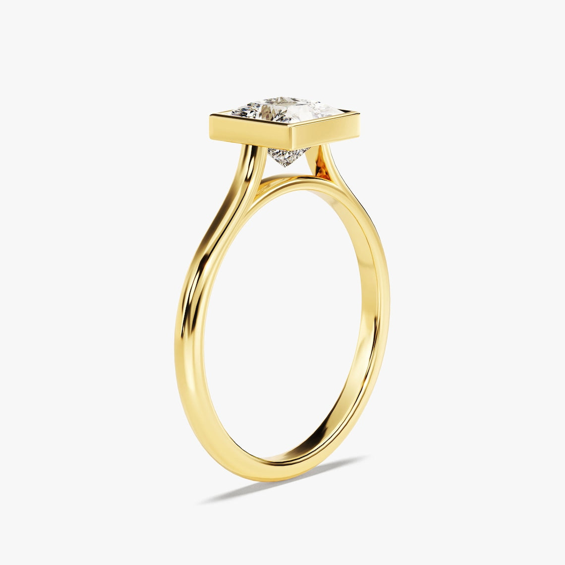 1.0 CT Princess Moissanite Bezel Engagement Ring