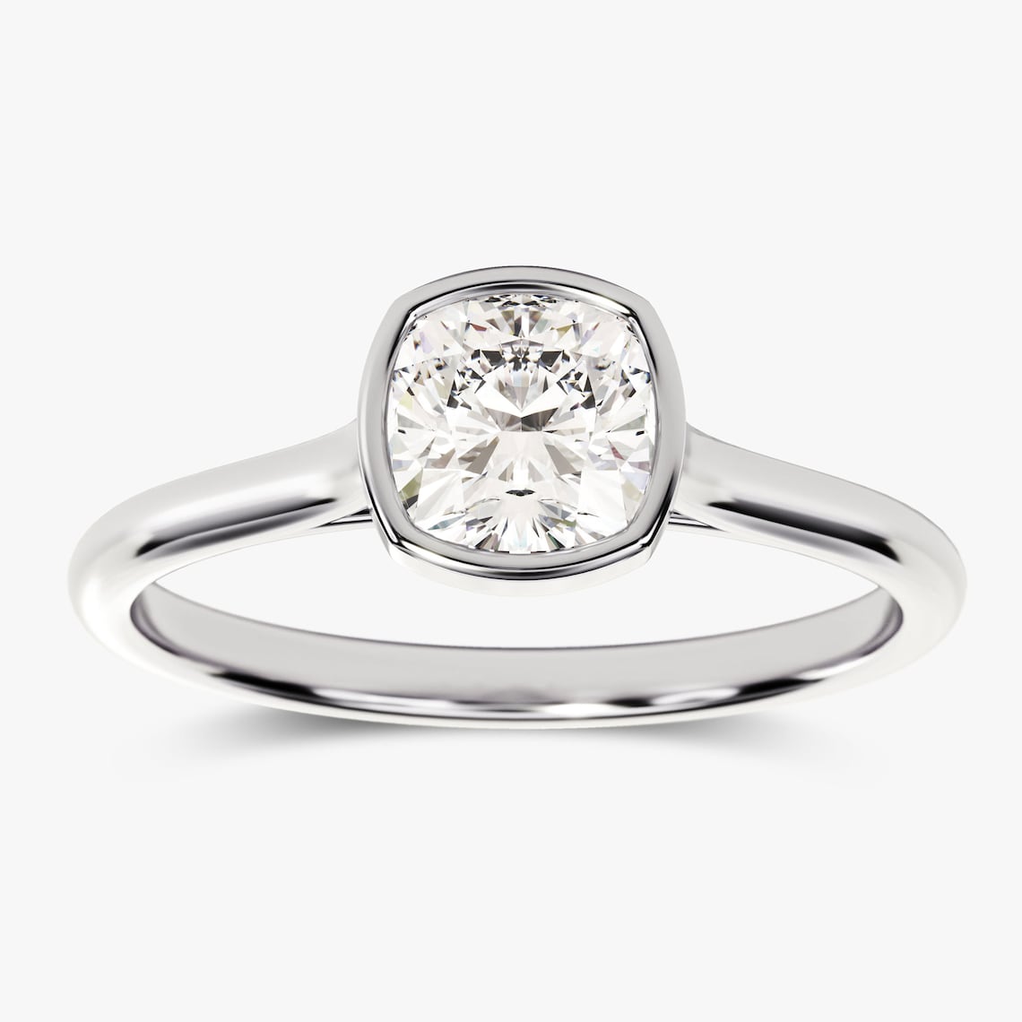1.50 CT Cushion Moissanite Bezel Engagement Ring