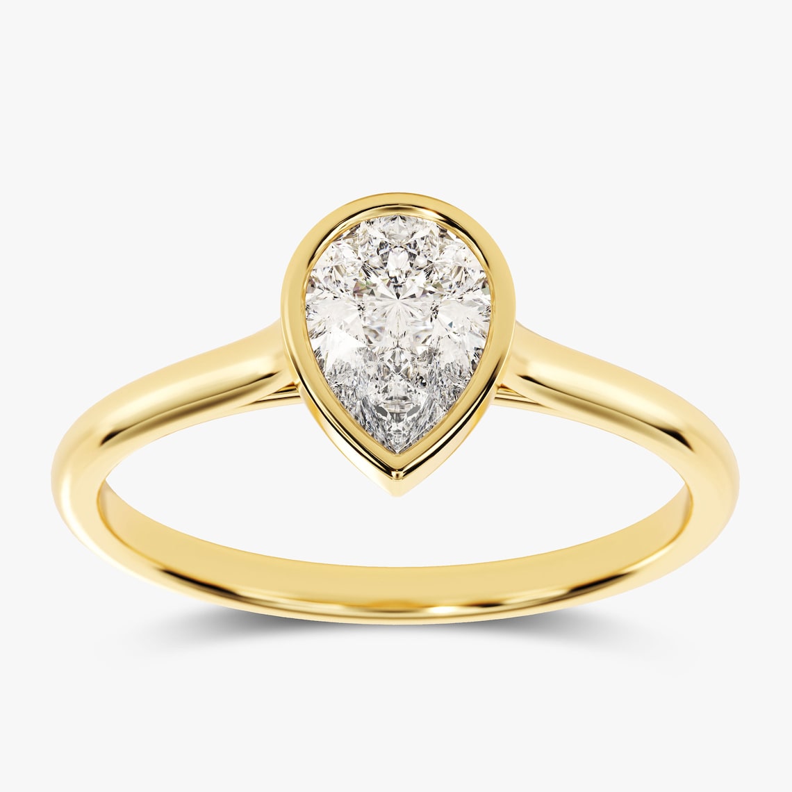 1.50 CT Pear Moissanite Bezel Engagement Ring