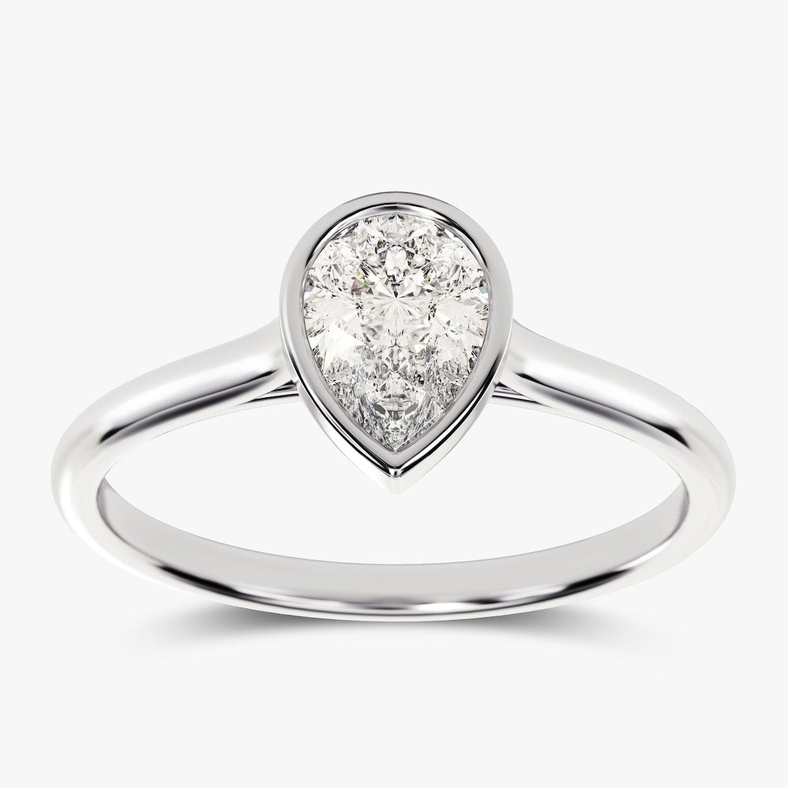 1.50 CT Pear Moissanite Bezel Engagement Ring