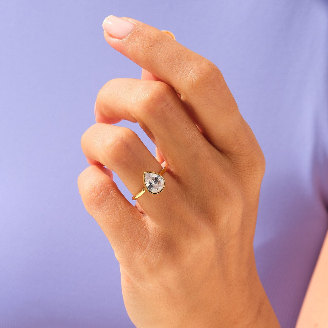 1.50 CT Pear Moissanite Bezel Engagement Ring