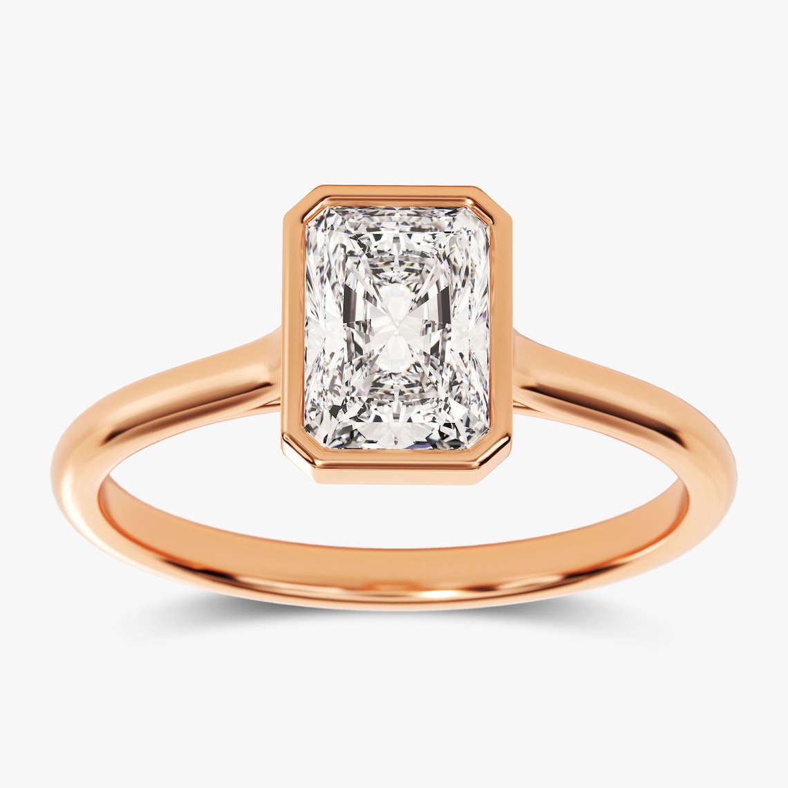 1.50 CT Radiant Moissanite Bezel Engagement Ring