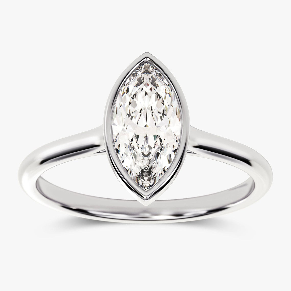 2.0 CT Marquise Moissanite Bezel Engagement Ring
