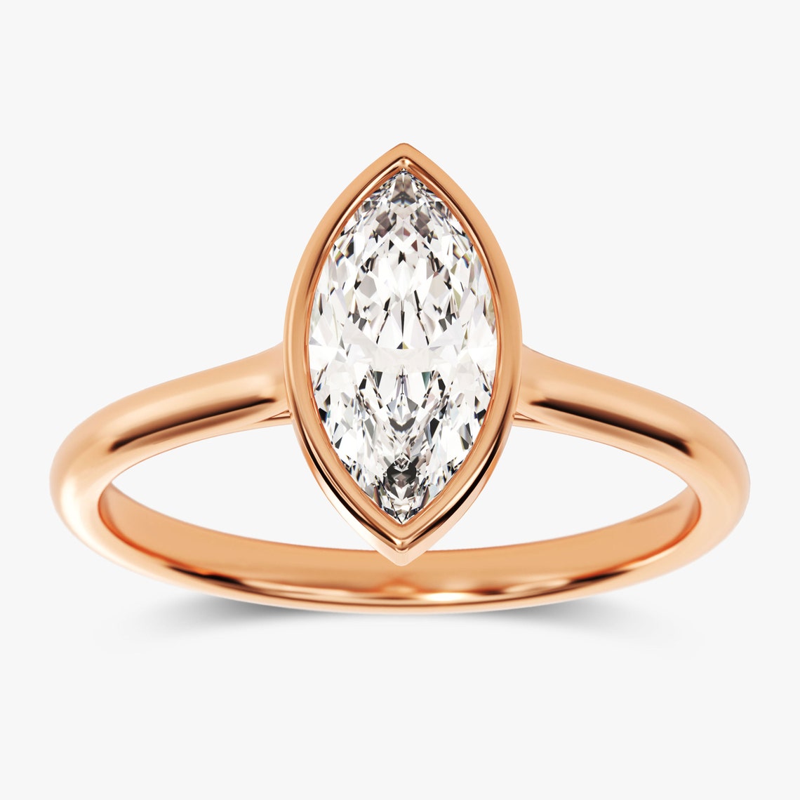 2.0 CT Marquise Moissanite Bezel Engagement Ring