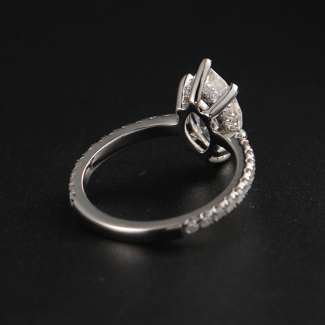 2.0 CT Marquise Moissanite Hidden Halo Engagement Ring With Pave Setting