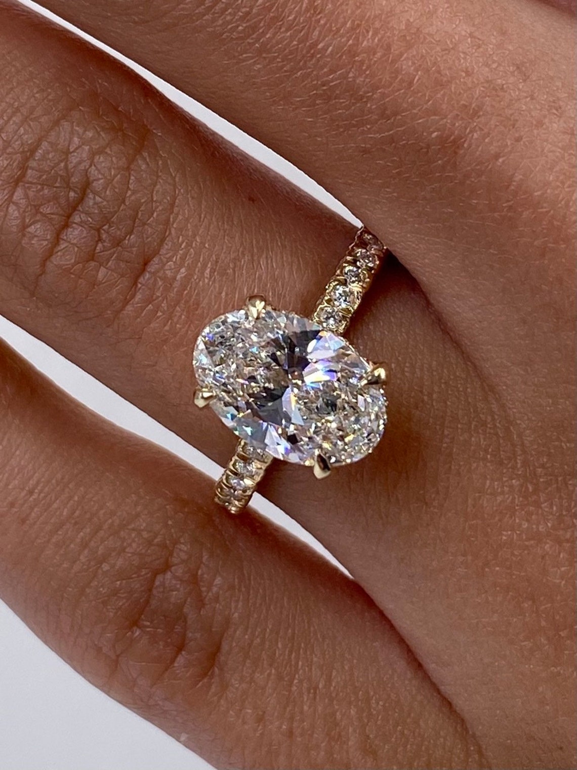 2.50 CT Oval Moissanite Pave Setting Engagement Ring