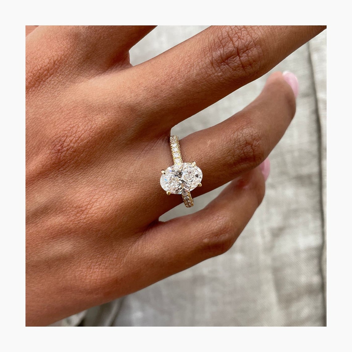 2.50 CT Oval Moissanite Pave Setting Engagement Ring