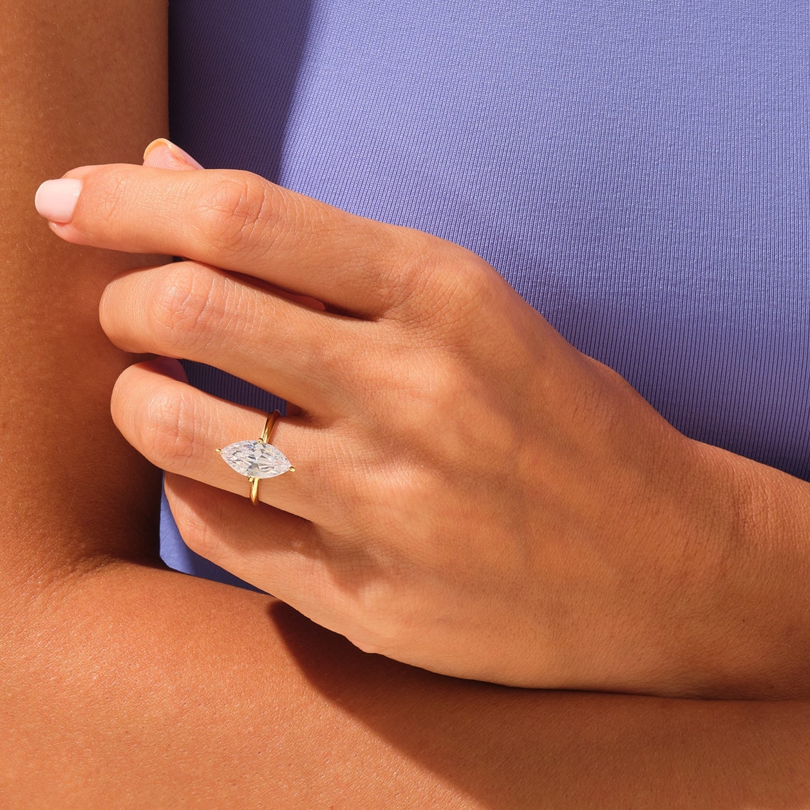 1.50 CT Marquise Moissanite Solitaire Engagement Ring