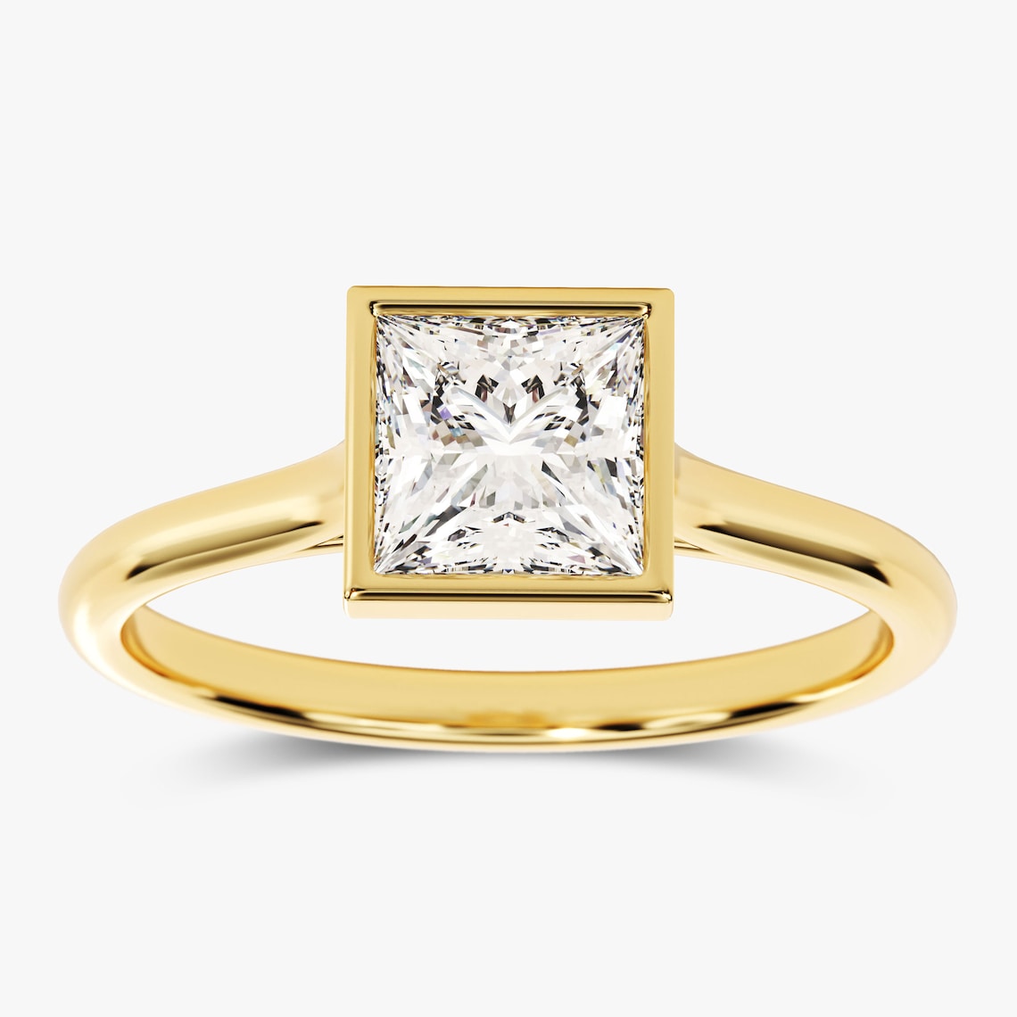 1.0 CT Princess Moissanite Bezel Engagement Ring