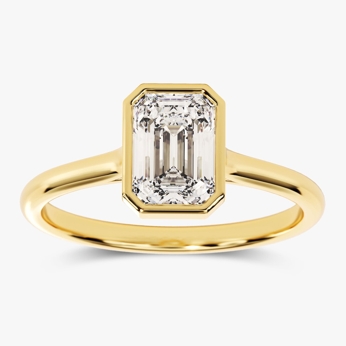 1.50 CT Emerald Moissanite Bezel Engagement Ring