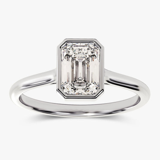 1.50 CT Emerald Moissanite Bezel Engagement Ring