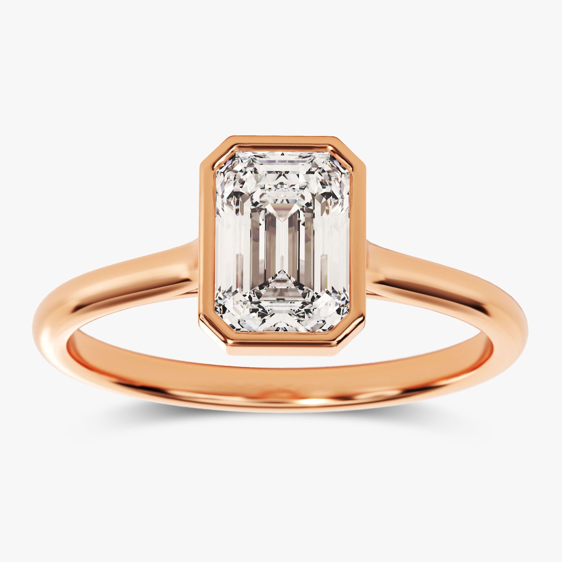 1.50 CT Emerald Moissanite Bezel Engagement Ring