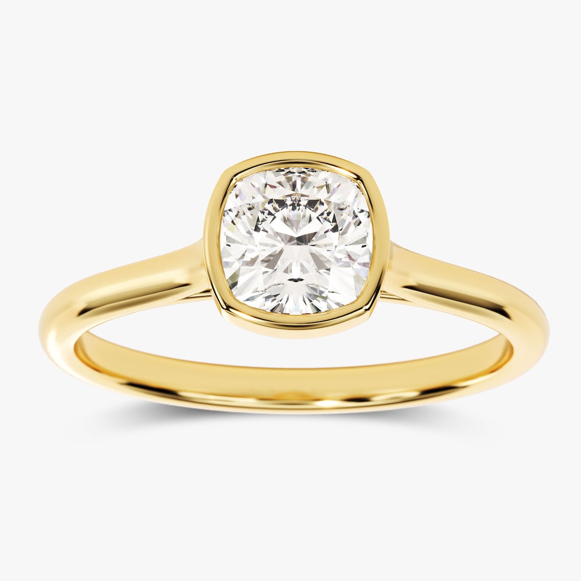 1.50 CT Cushion Moissanite Bezel Engagement Ring