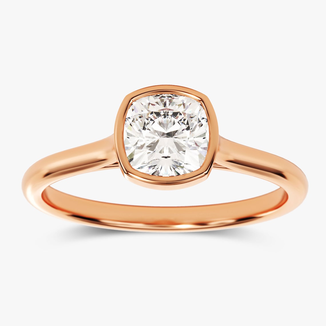 1.50 CT Cushion Moissanite Bezel Engagement Ring