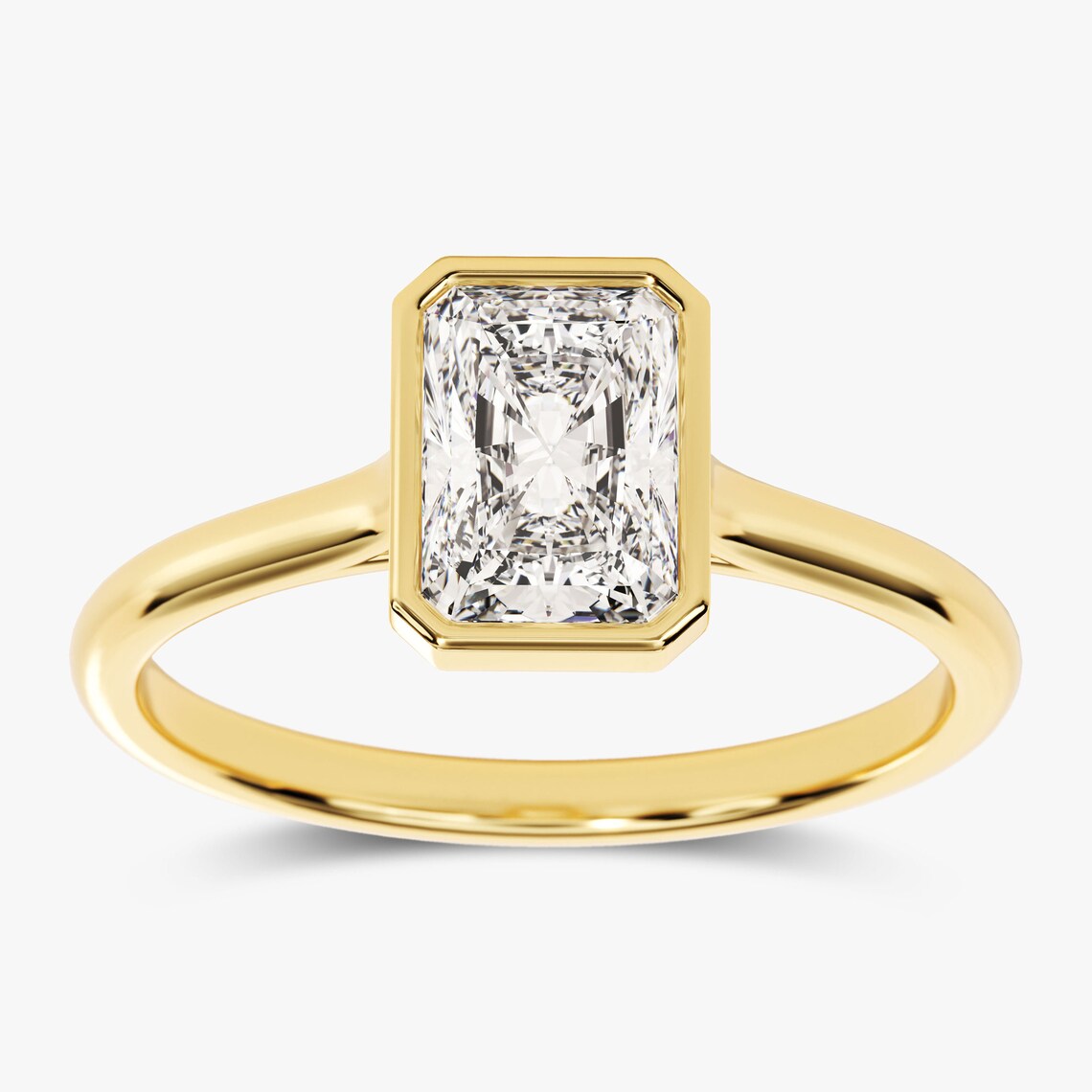 1.50 CT Radiant Moissanite Bezel Engagement Ring