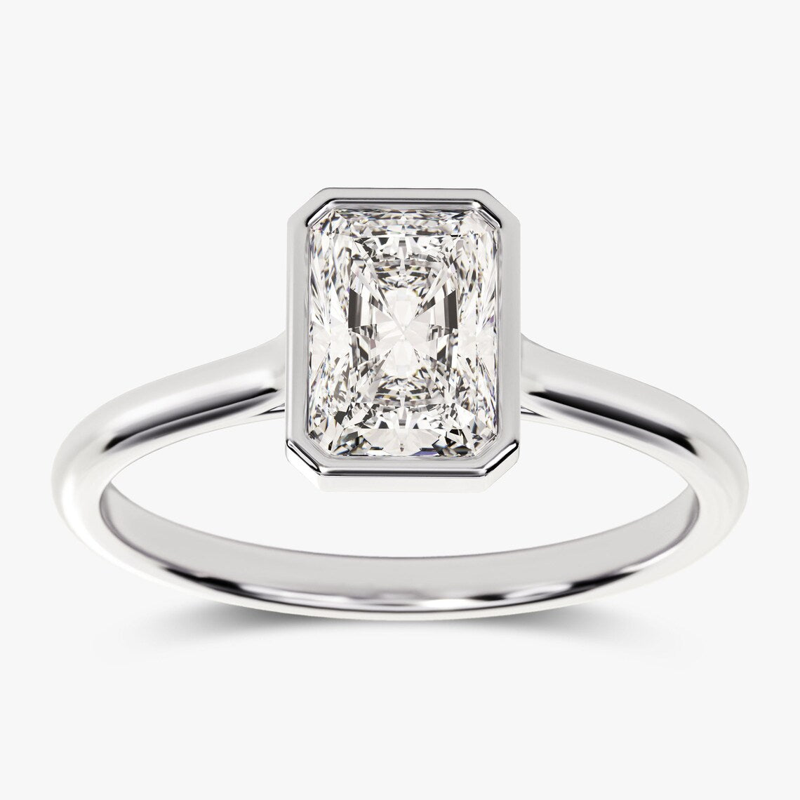 1.50 CT Radiant Moissanite Bezel Engagement Ring