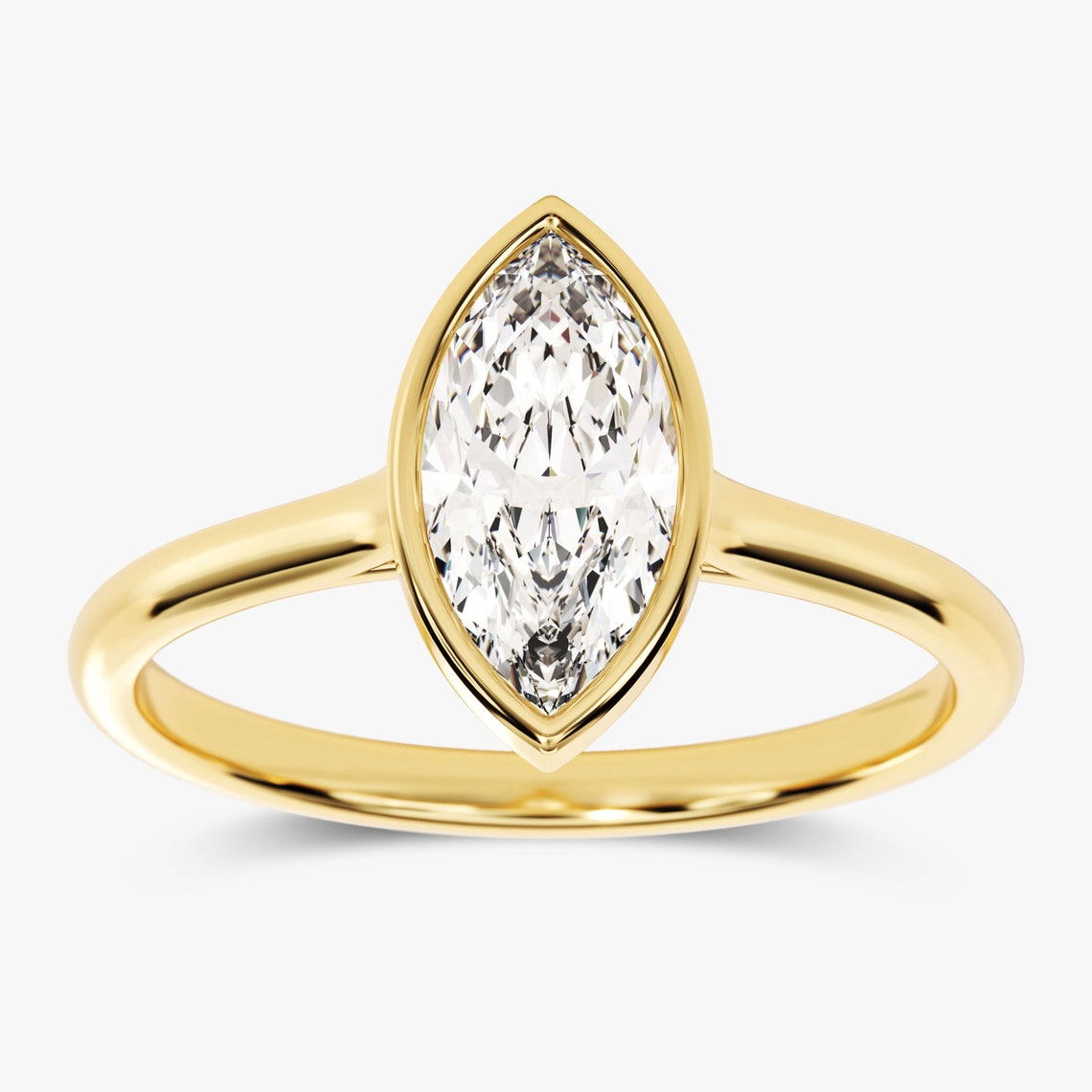 2.0 CT Marquise Moissanite Bezel Engagement Ring