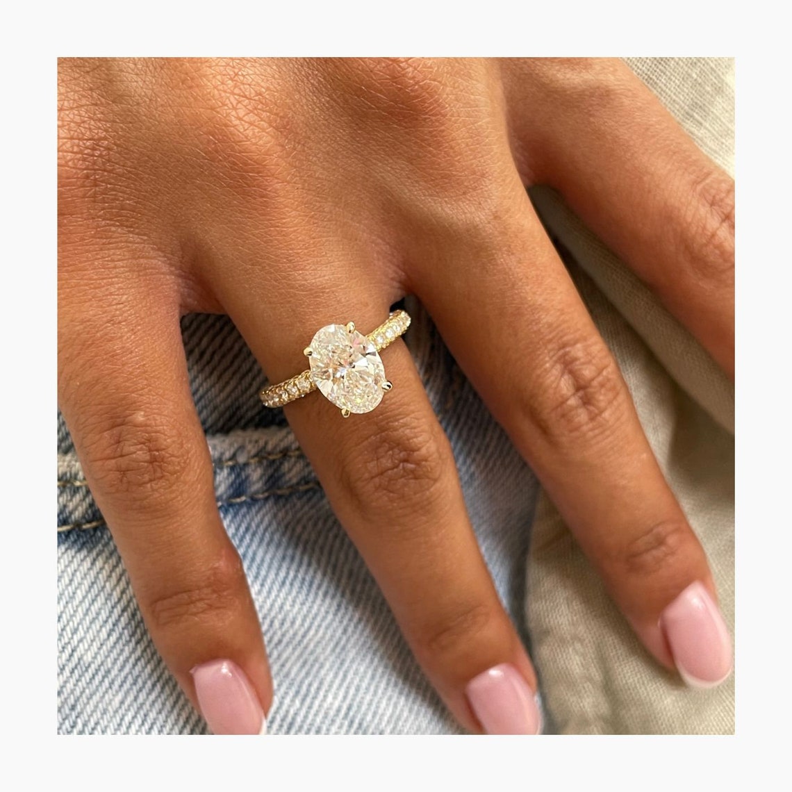 2.50 CT Oval Moissanite Pave Setting Engagement Ring