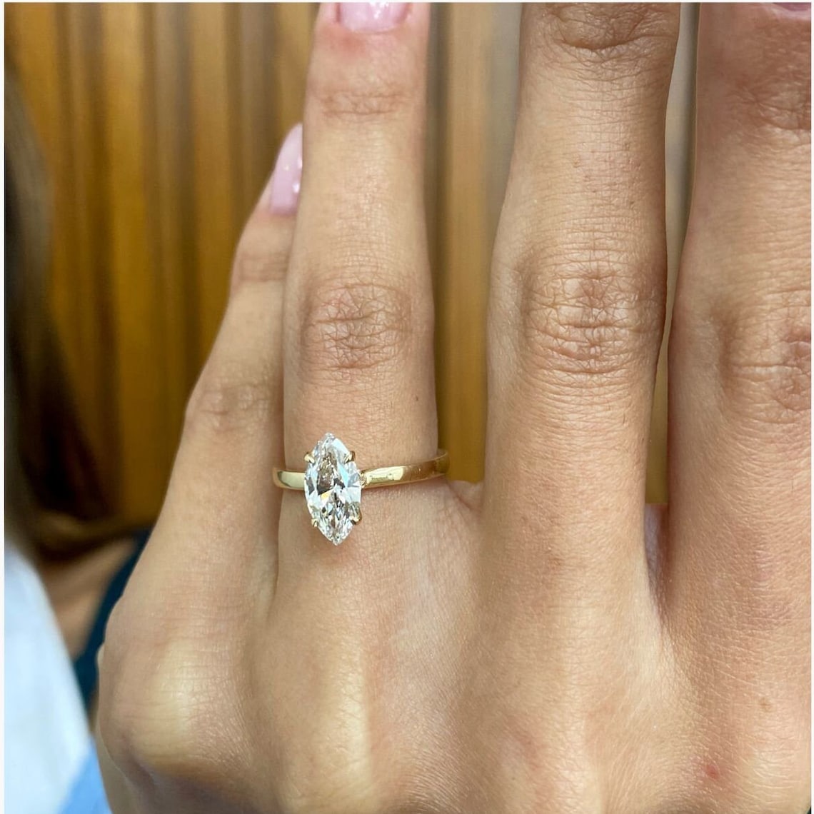 1.01 CT Marquise Moissanite Hidden Halo Engagement Ring