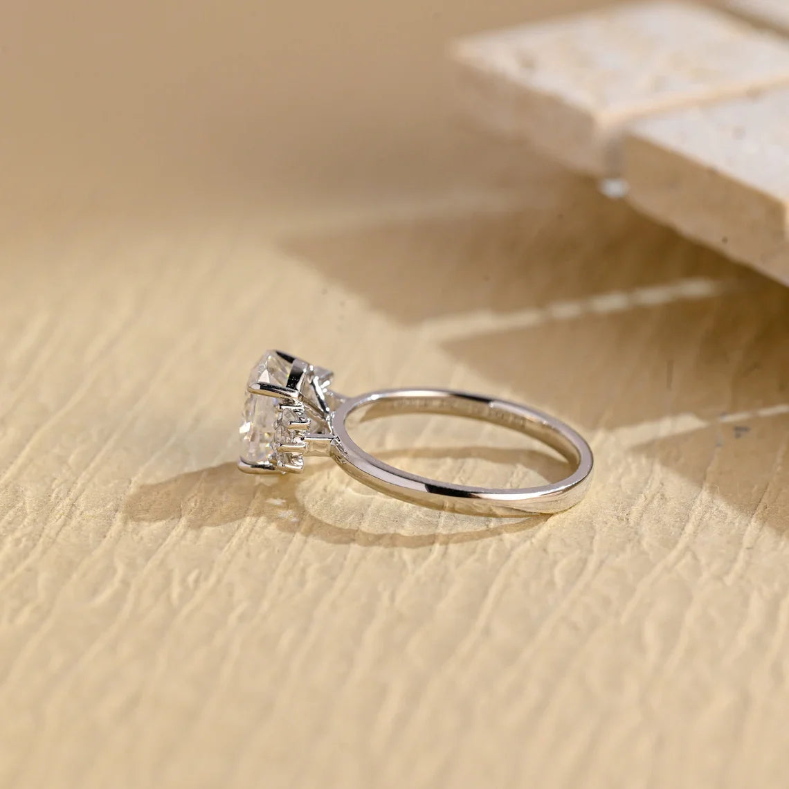 1.50 CT Oval Cut Cluster Diamond Moissanite Engagement Ring