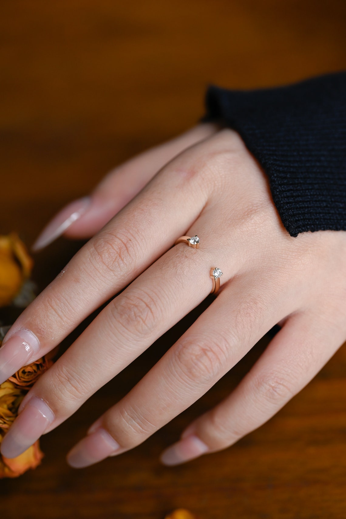 0.11 TCW Round Moissanite Open Wedding Band