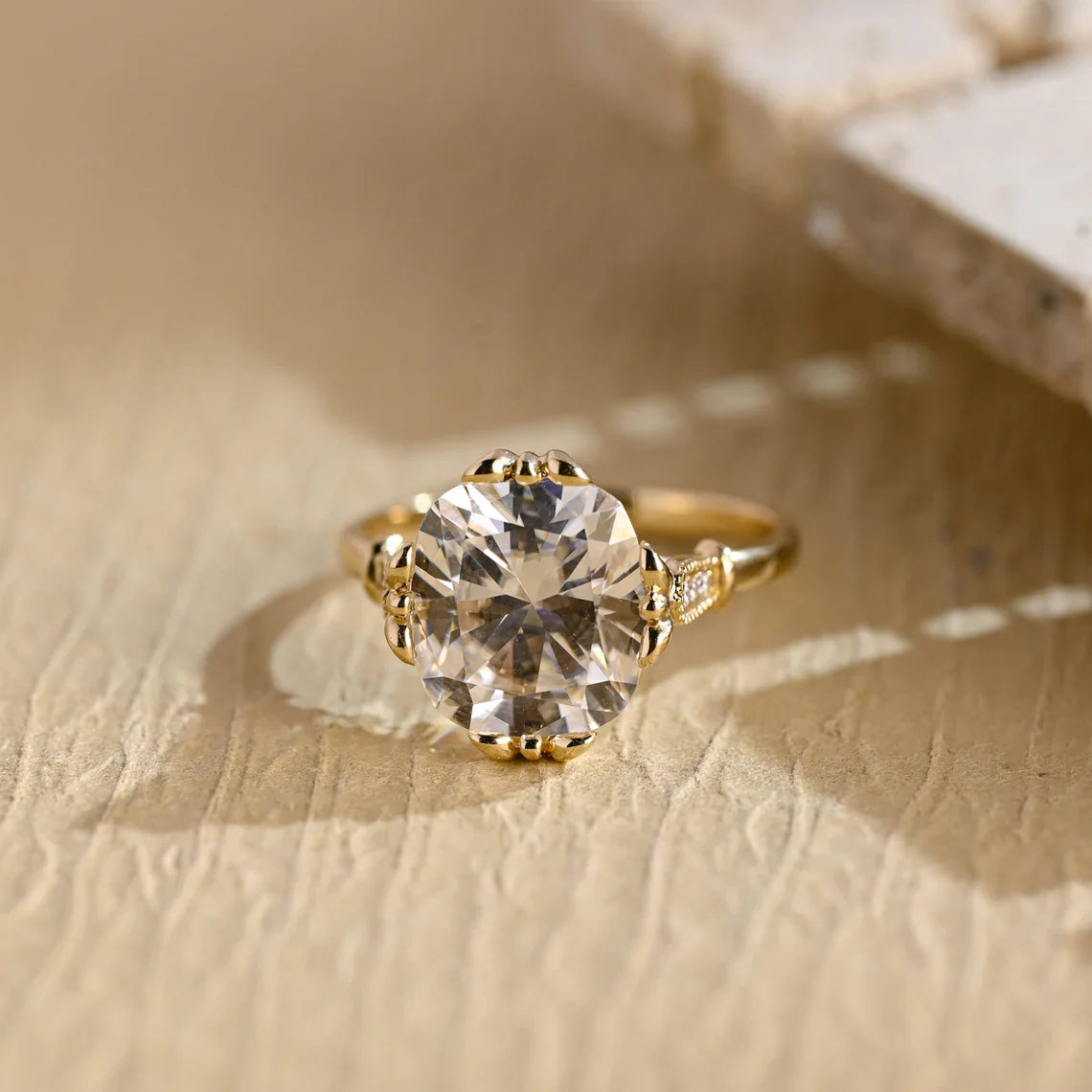 3.0CT Elongated Cushion Cut Cluster Diamond Moissanite Engagement Ring